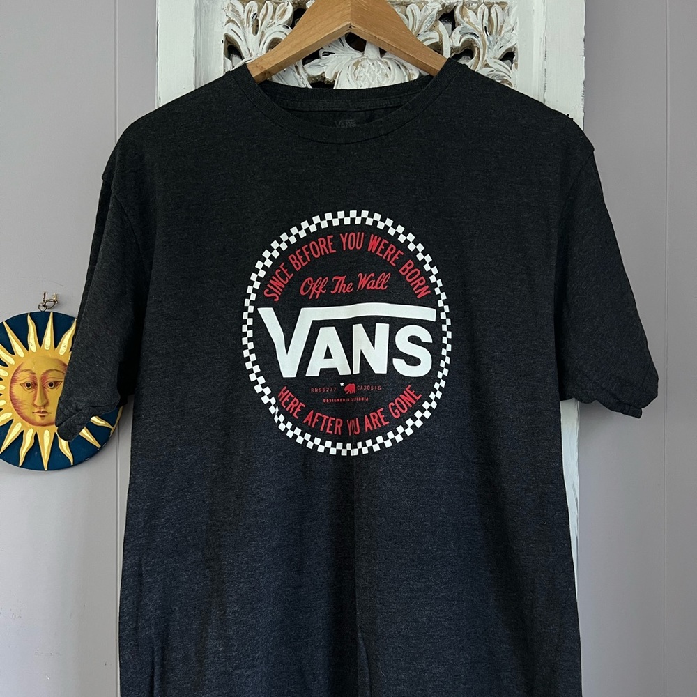 Vans Off The Wall Shirt The Original Mens Large Graphic Tee Grey Cotton.